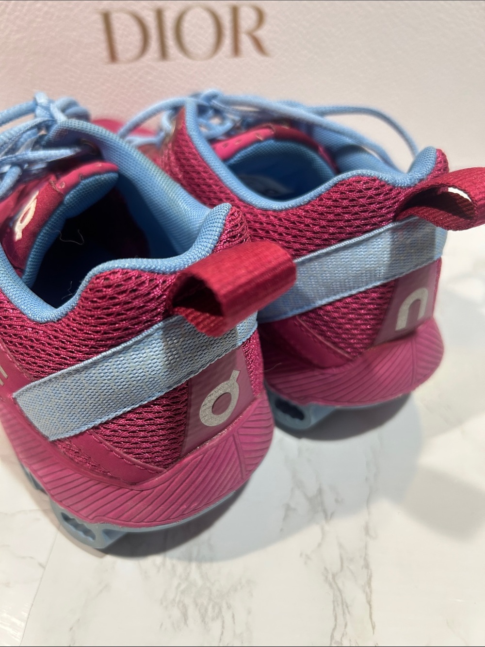 On Running Women's Magenta Running Shoes with Light Blue Accents - Picture 4 of 11